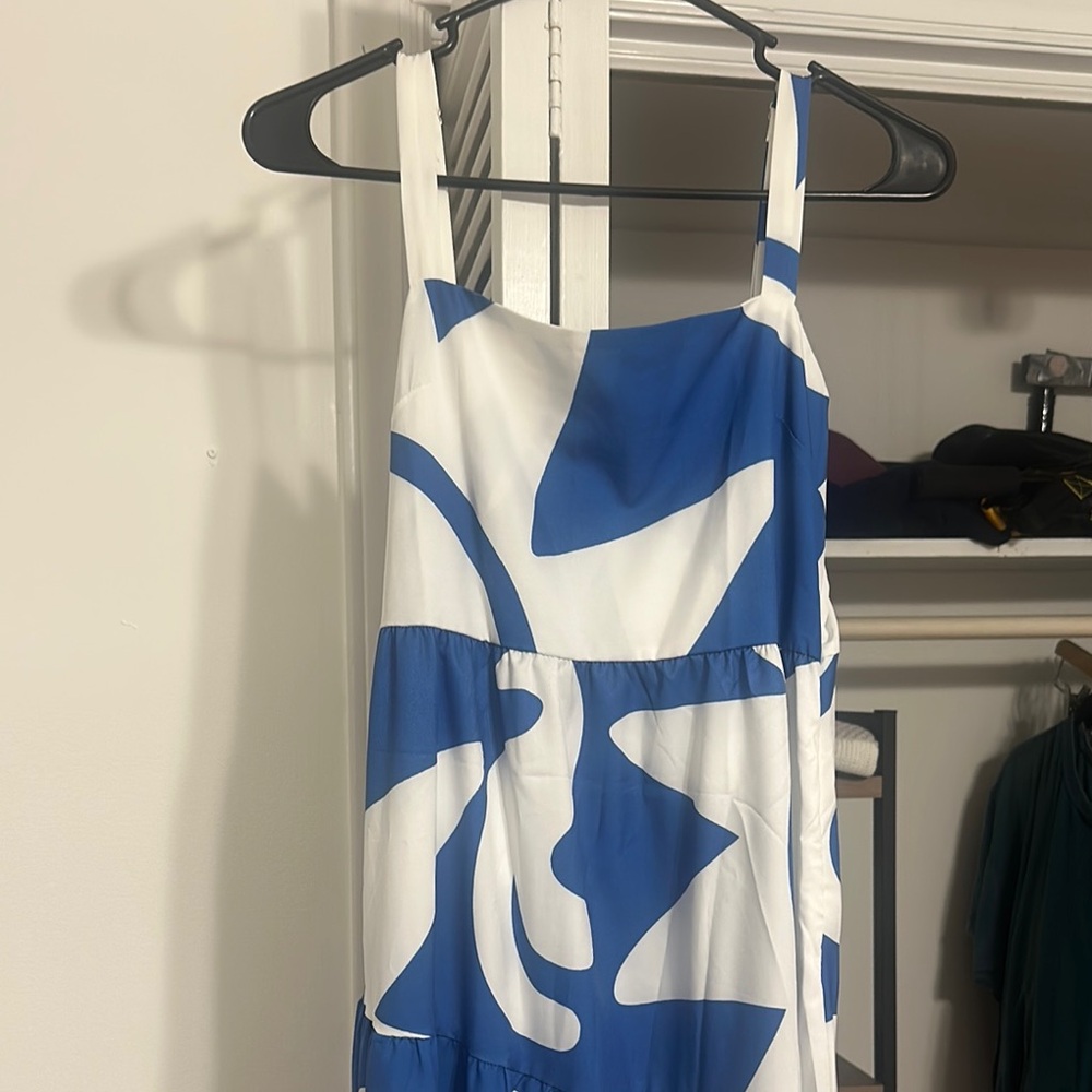 Shien Blue and White Patterned Dress